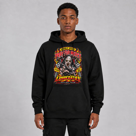 LOWKRATIEF Pray for Mercy Oversize-Hoodie mit Frontprint