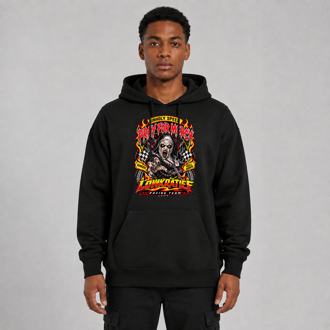 Pray for Mercy Oversize-Hoodie Vorderseite – Lowkratief