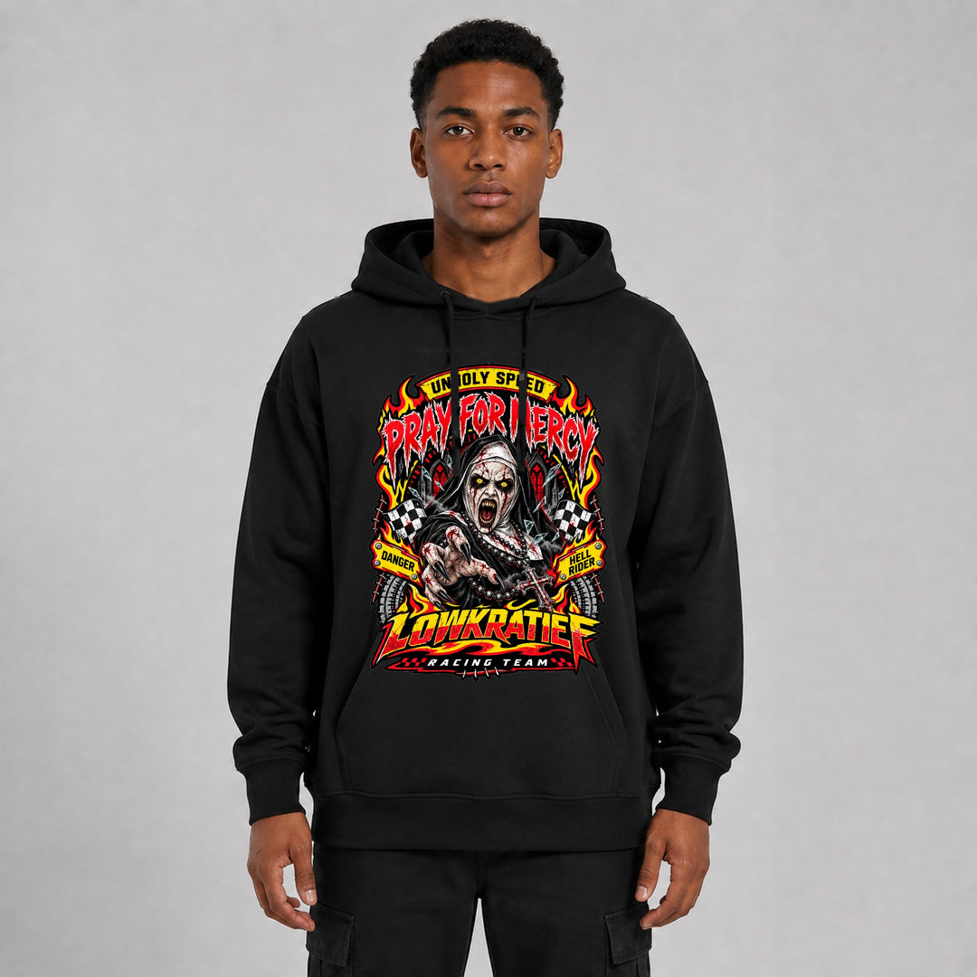 Pray for Mercy Oversize-Hoodie Vorderseite – Lowkratief