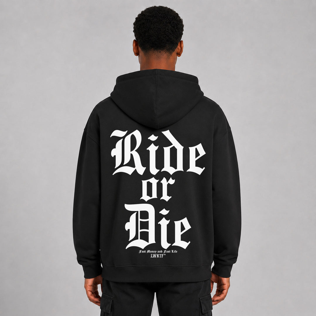 LOWKRATIEF Ride or Die Oversize-Hoodie – Rückansicht