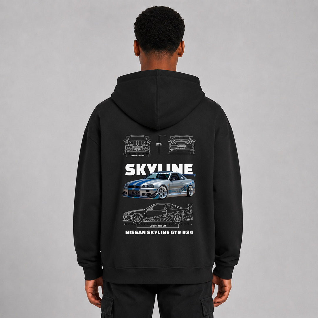 Skyline R34 Legend Sparbundle – Hoodie Rückansicht