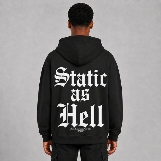 LOWKRATIEF Static as Hell Oversize-Hoodie – Rückansicht