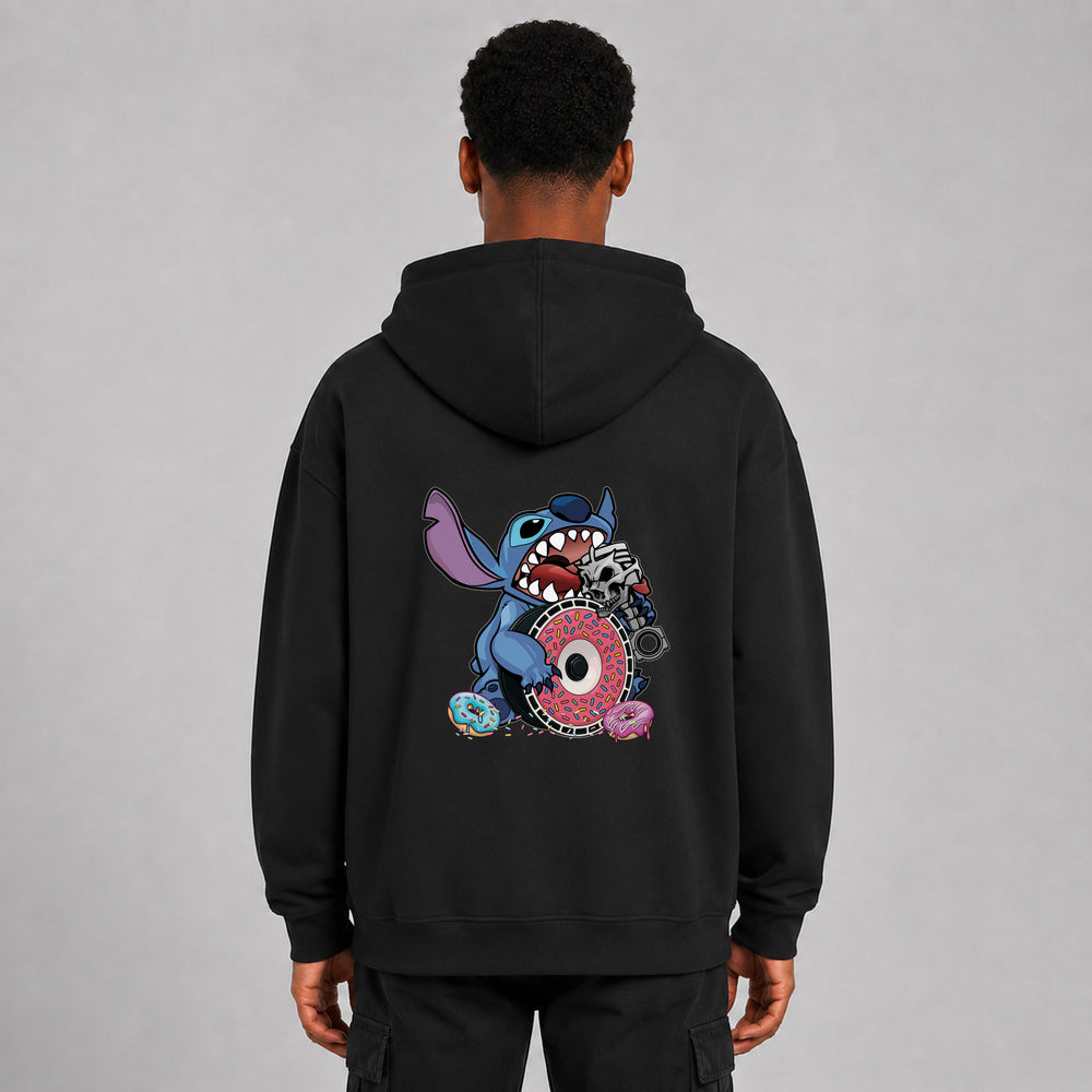 LOWKRATIEF Kolbenfresser Stillgeleckt Oversize-Hoodie – Rückansicht