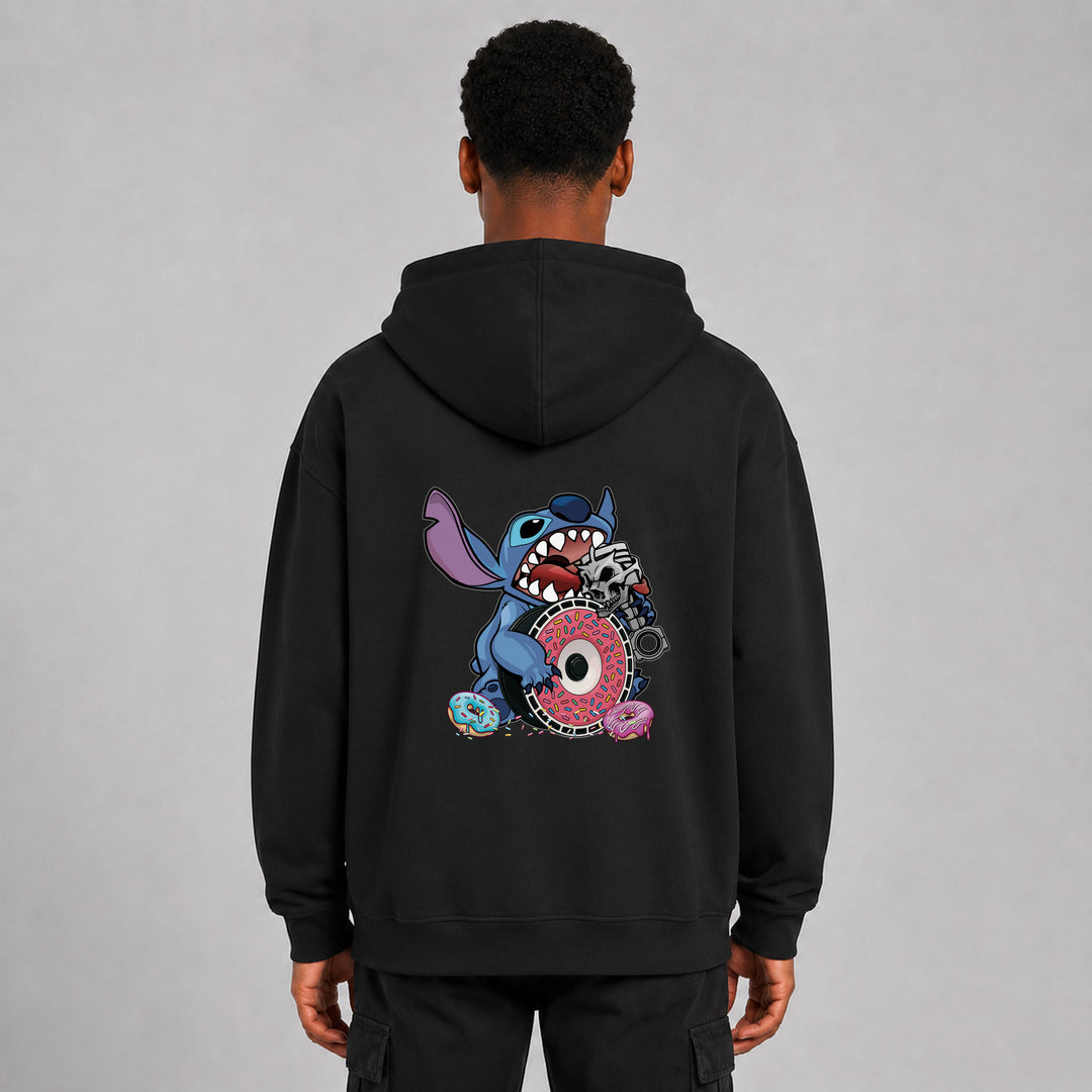 LOWKRATIEF Kolbenfresser Stillgeleckt Oversize-Hoodie – Rückansicht