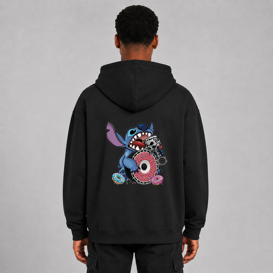 LOWKRATIEF Kolbenfresser Stillgeleckt Oversize-Hoodie – Rückansicht