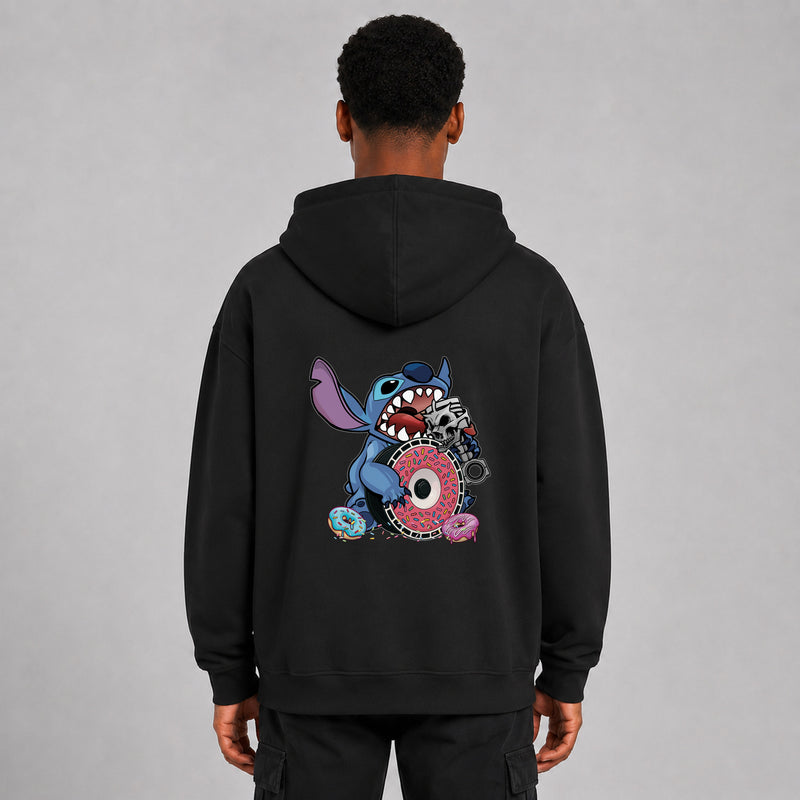 LOWKRATIEF Kolbenfresser Stillgeleckt Oversize-Hoodie – Rückansicht
