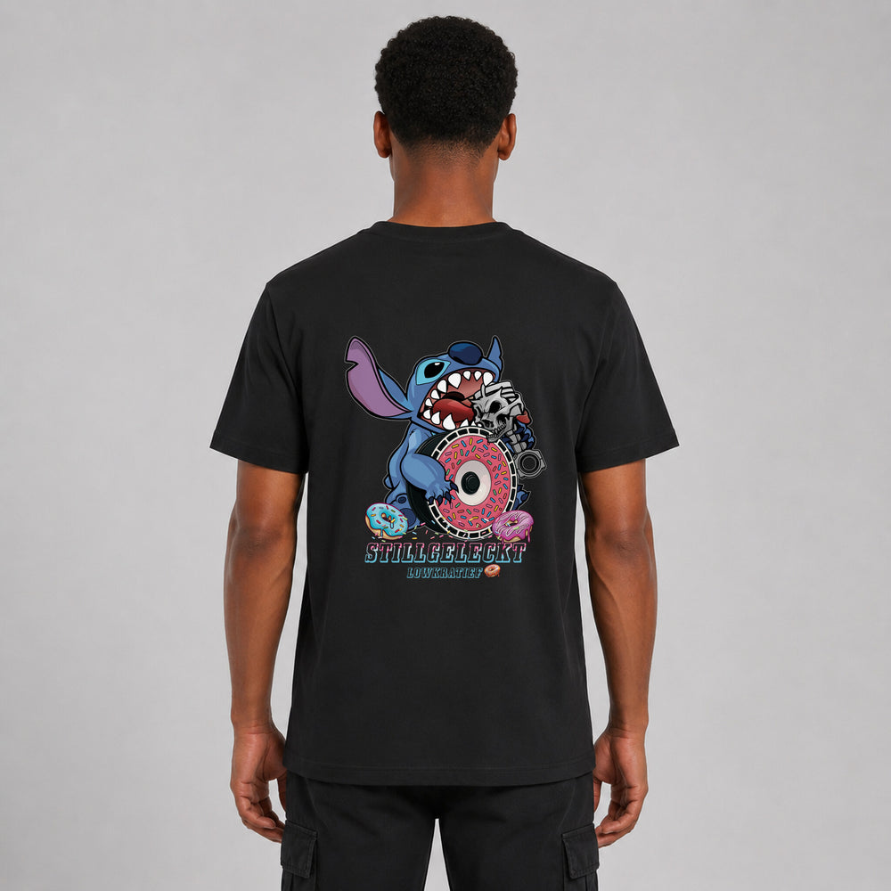 LOWKRATIEF Kolbenfresser Stillgeleckt T-Shirt mit Backprint