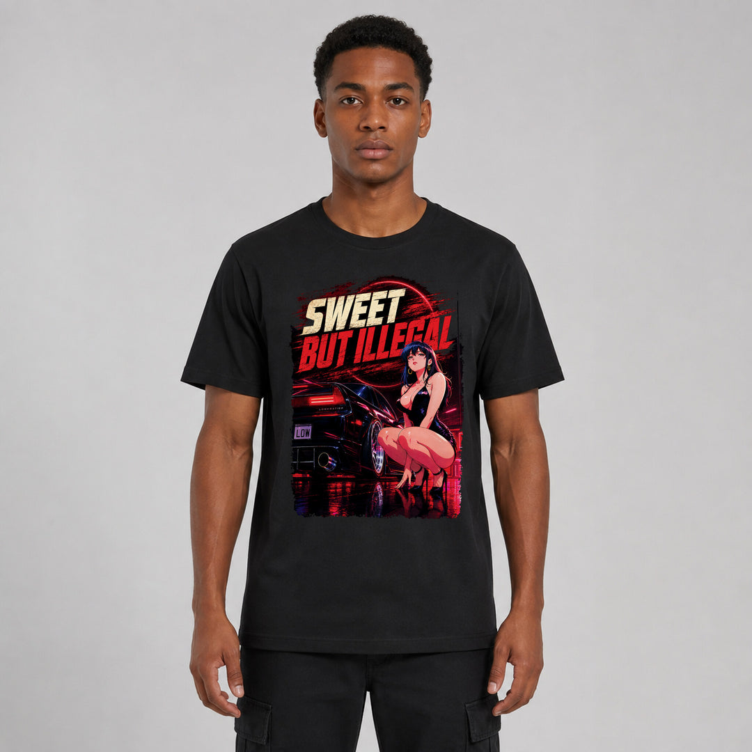LOWKRATIEF Sweet But Illegal T-Shirt mit Frontprint