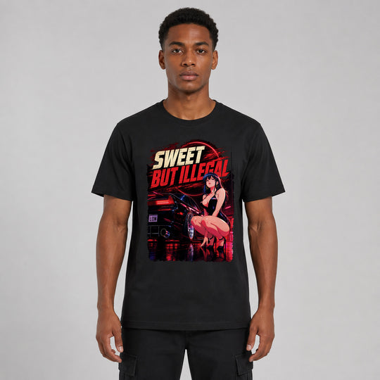 LOWKRATIEF Sweet But Illegal T-Shirt mit Frontprint