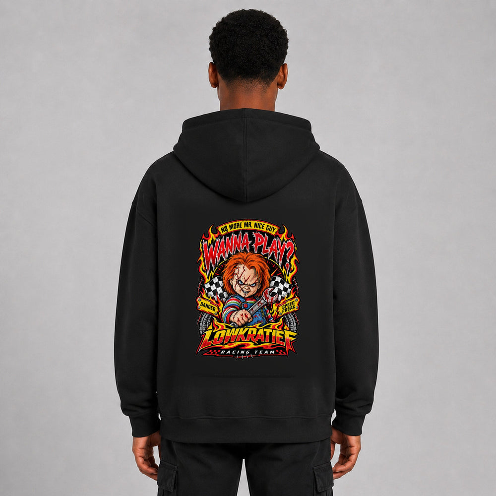 LOWKRATIEF Wanna Play Oversize-Hoodie mit korrigiertem Backprint