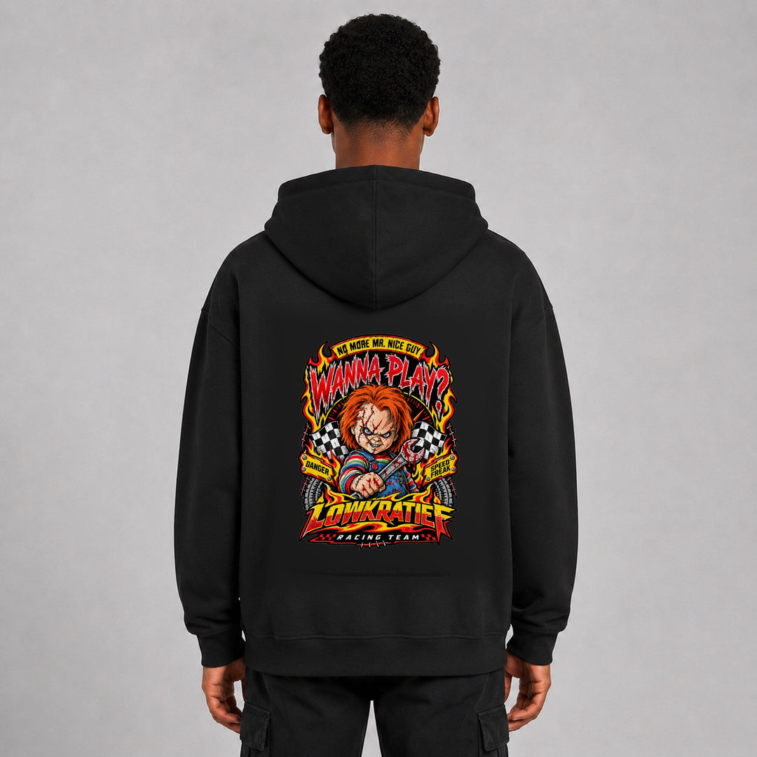 LOWKRATIEF Wanna Play Oversize-Hoodie mit korrigiertem Backprint