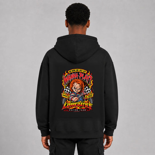 LOWKRATIEF Wanna Play Oversize-Hoodie mit korrigiertem Backprint