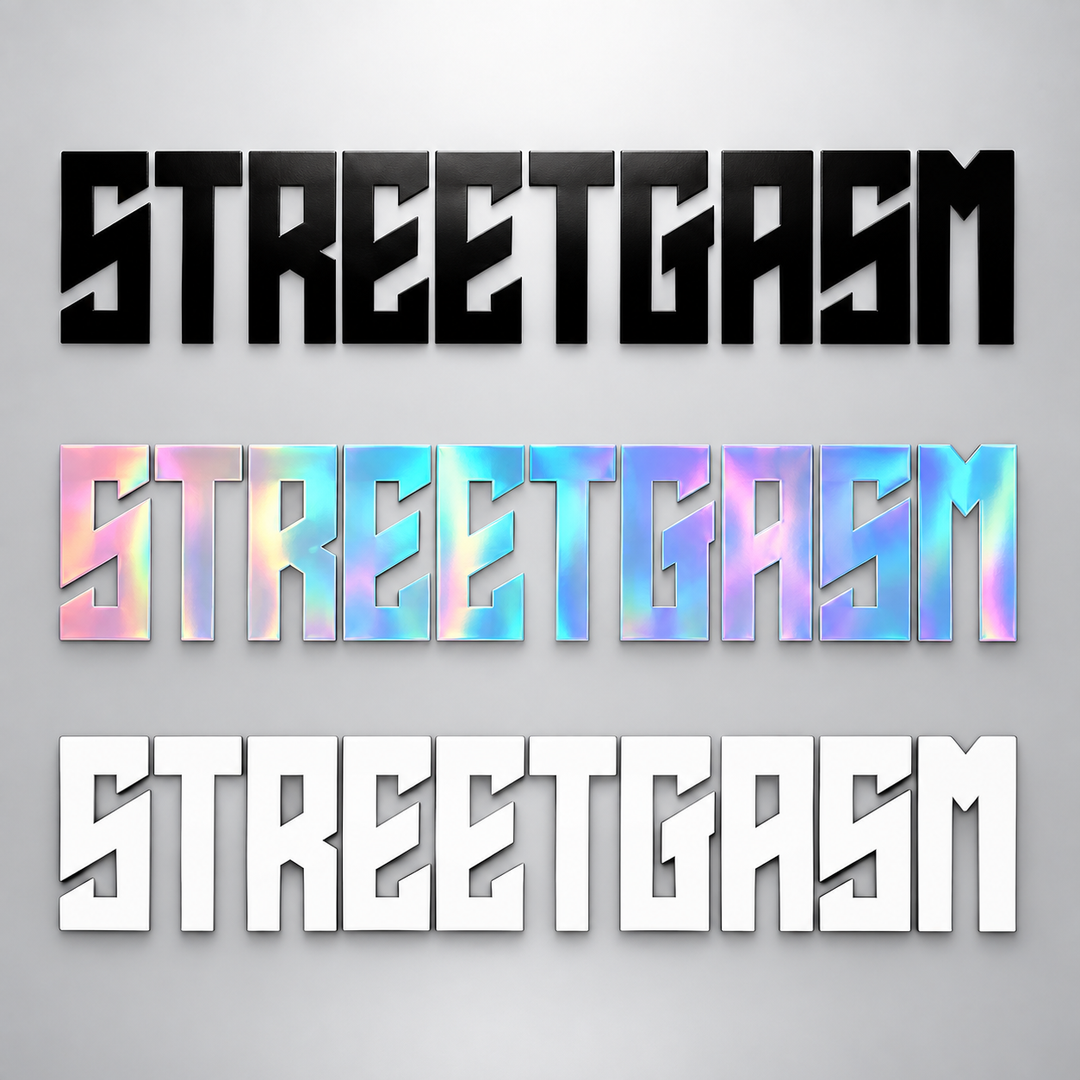 Streetgasm Sticker groß – Schwarz, Oilslick und Weiß